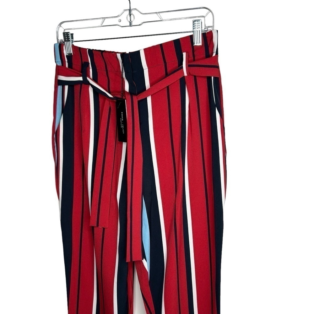 New Romeo + Juliet Couture Womens Paperbag Trousers Pants Multicolor Stripe M - Picture 2 of 8